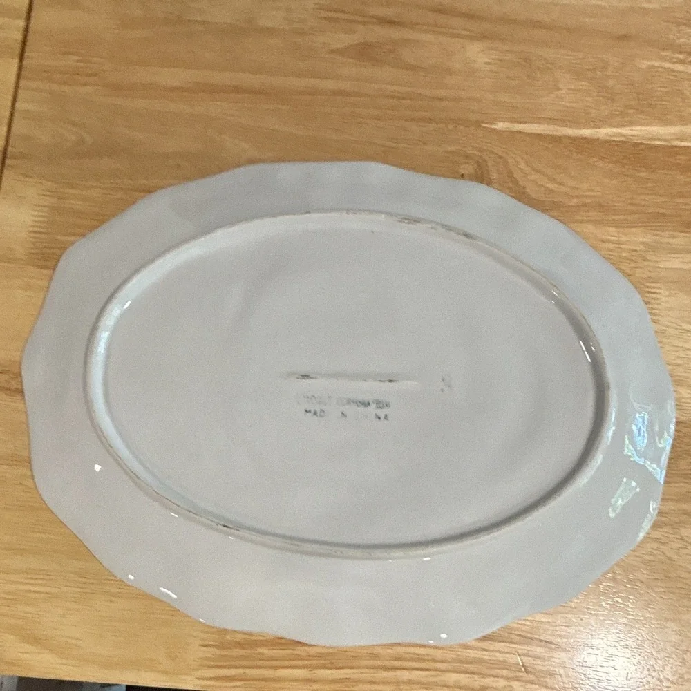 Vintage Oggi Corp White Embossed Ceramic Turkey Platter 18